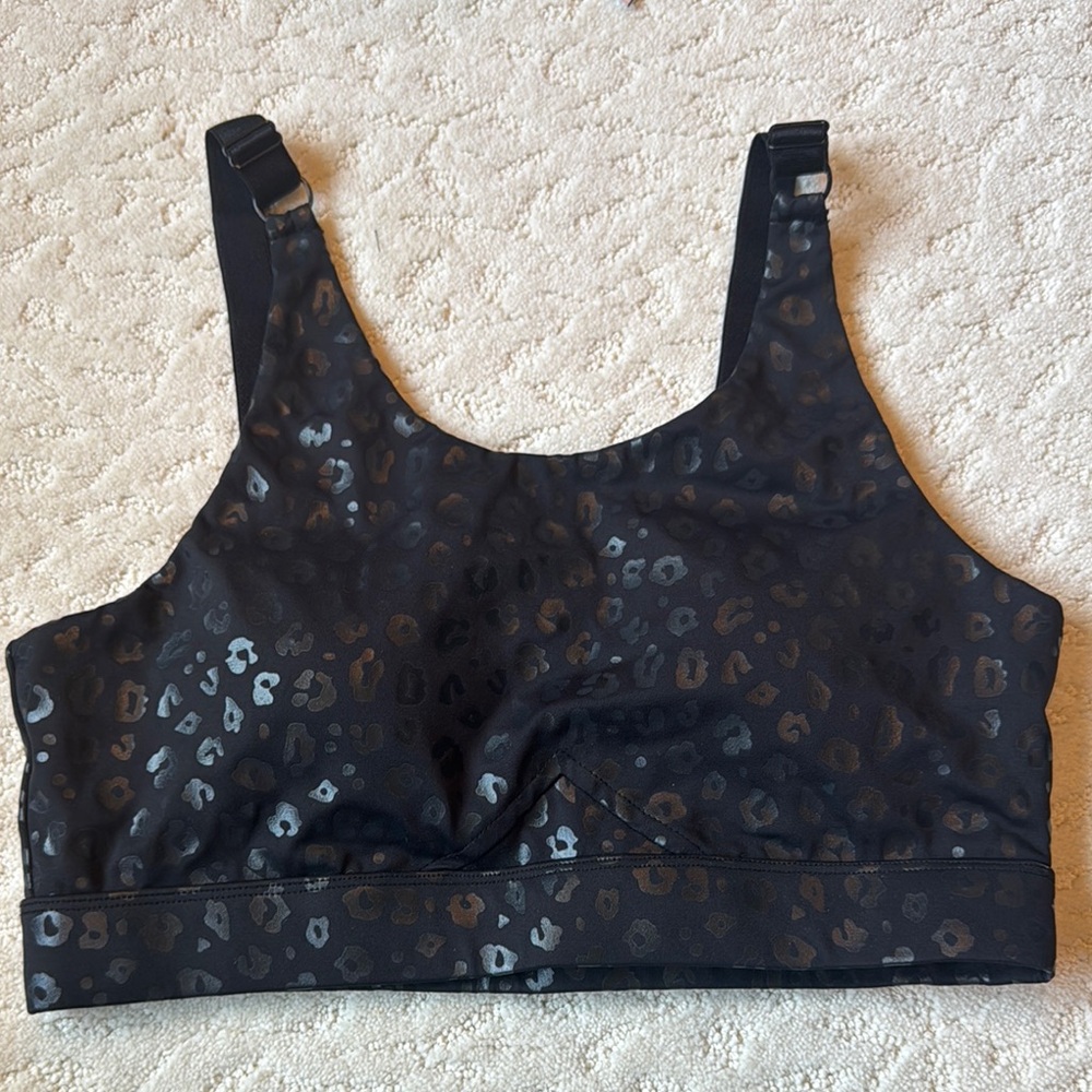 NWOT Leopard Print Black Sports Bra